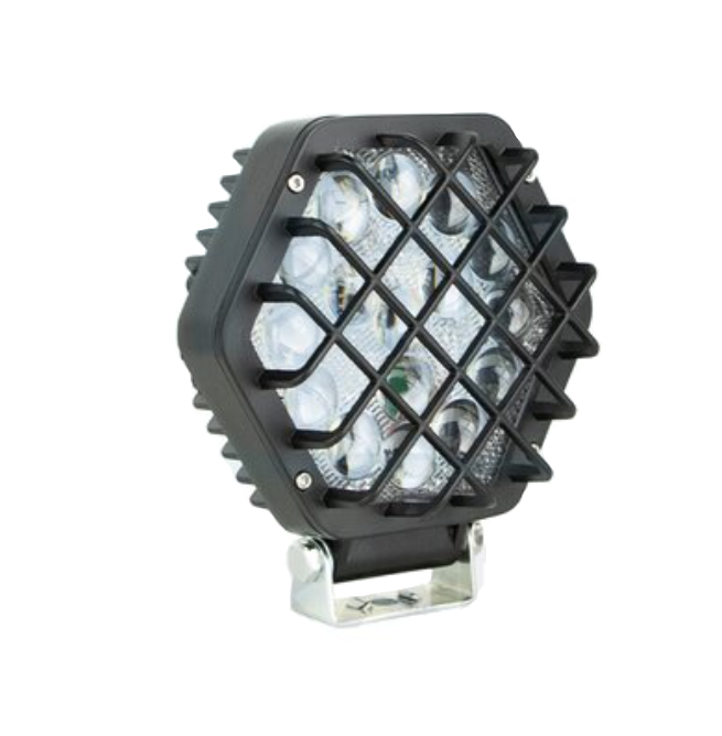 Hexagonal work lamp with a metal net 16 LED 48 W