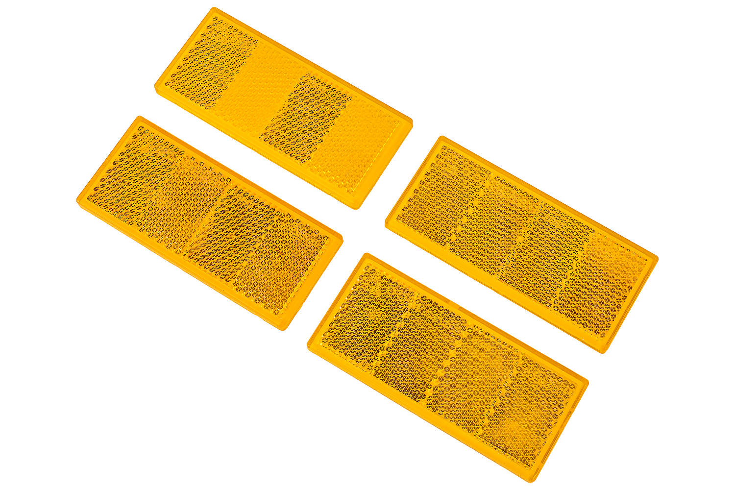 2 MINI Amber Rectangle Reflectors, Self Adhesive, Installs in secs